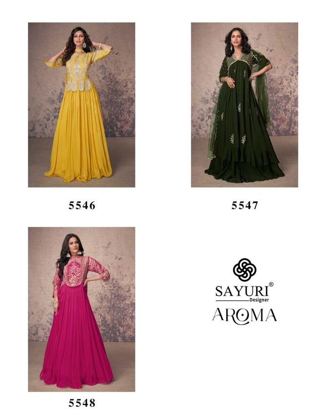 Aroma By Sayuri Designer Real Chinon Silk Readymade Suits Wholesale Online